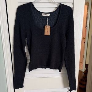 NATURAL LIFE Black Textured Long Sleeve Top